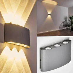 Abaiang Applique murale d'extérieur LED Argenté, 6 lumières