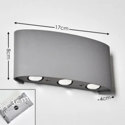 Abaiang Applique murale d'extérieur LED Argenté, 6 lumières