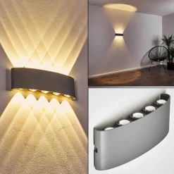 Abaiang Applique murale d'extérieur LED Argenté, 10 lumières