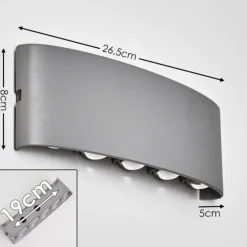 Abaiang Applique murale d'extérieur LED Argenté, 10 lumières