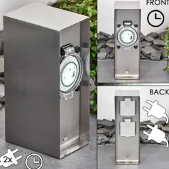 Abilene Prises électriques d'extérieur Acier inoxydable, Gris