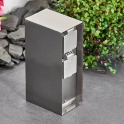 Abilene Prises électriques d'extérieur Acier inoxydable, Gris