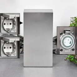 Abilene Prises électriques d'extérieur Acier inoxydable, Gris