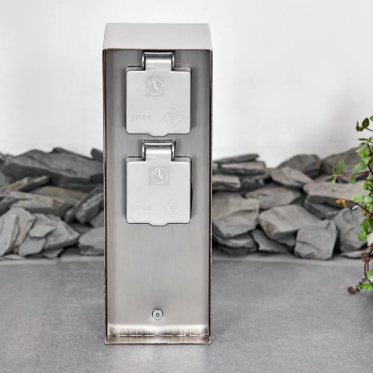 Abilene Prises électriques d'extérieur Acier inoxydable, Gris