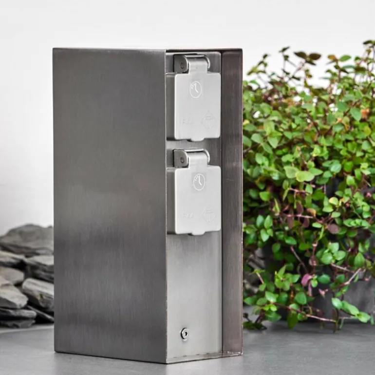 Abilene Prises électriques d'extérieur Acier inoxydable, Gris