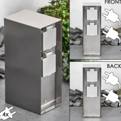 Abilene Prises électriques d'extérieur Acier inoxydable, Gris