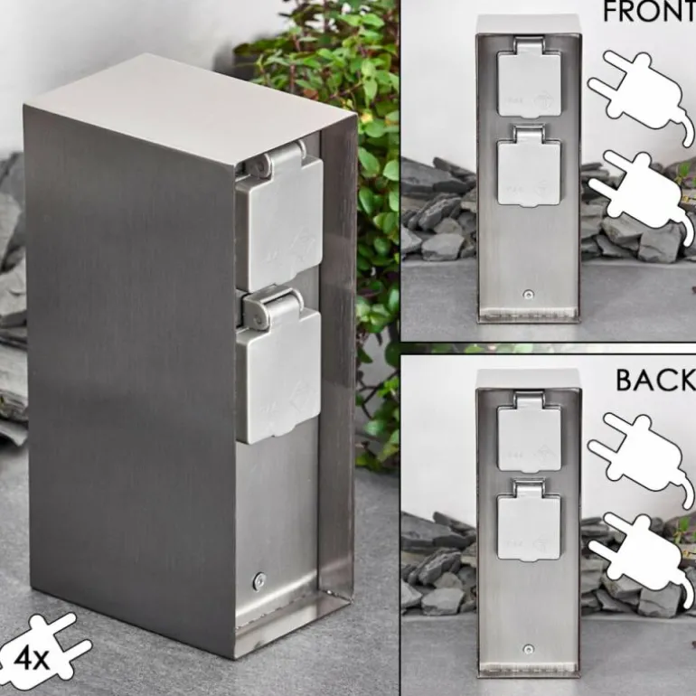 Abilene Prises électriques d'extérieur Acier inoxydable, Gris