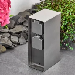 Abilene Prises électriques d'extérieur Acier inoxydable, Gris