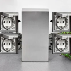 Abilene Prises électriques d'extérieur Acier inoxydable, Gris