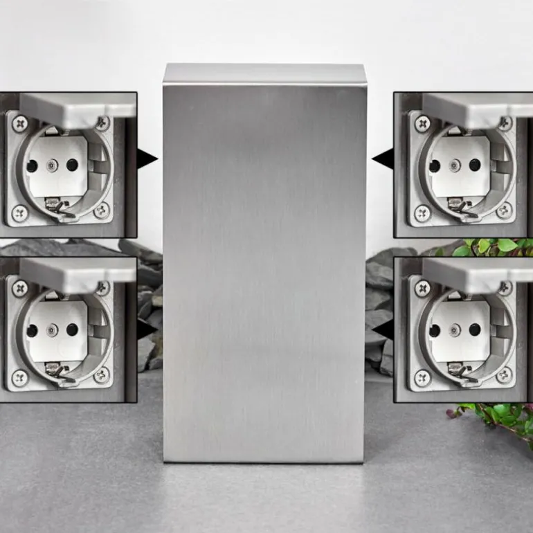 Abilene Prises électriques d'extérieur Acier inoxydable, Gris