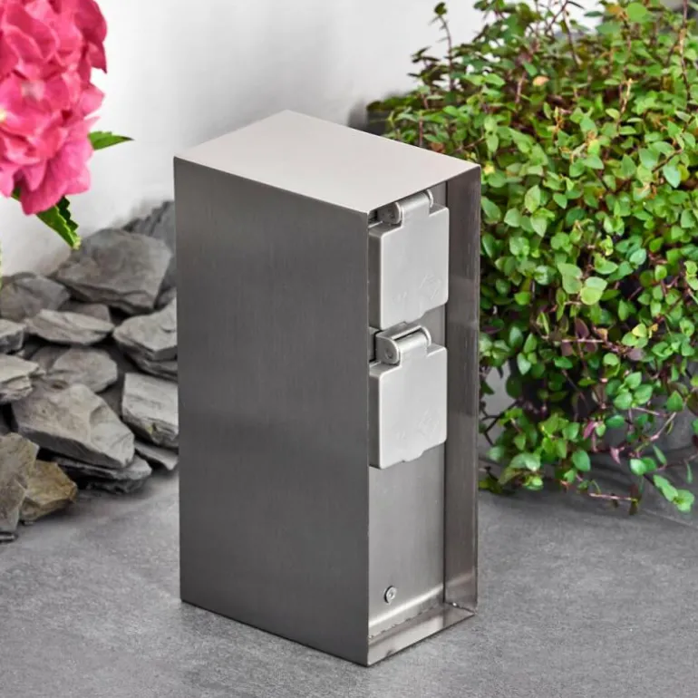 Abilene Prises électriques d'extérieur Acier inoxydable, Gris