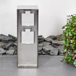 Abilene Prises électriques d'extérieur Acier inoxydable, Gris