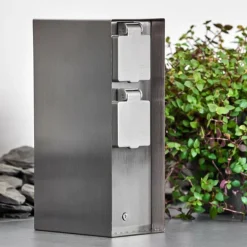 Abilene Prises électriques d'extérieur Acier inoxydable, Gris