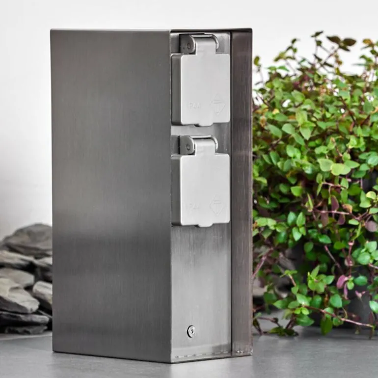 Abilene Prises électriques d'extérieur Acier inoxydable, Gris