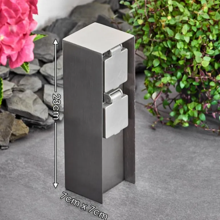 Abilene Prises électriques d'extérieur Acier inoxydable, Gris