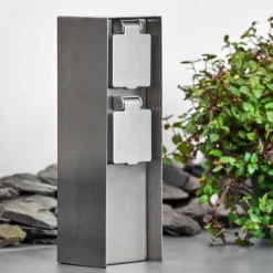 Abilene Prises électriques d'extérieur Acier inoxydable, Gris