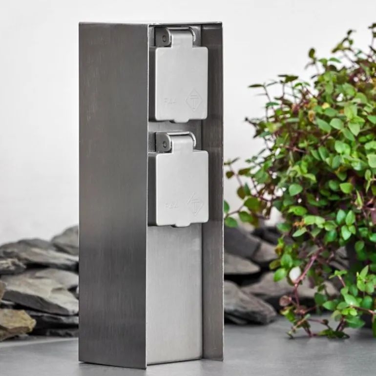 Abilene Prises électriques d'extérieur Acier inoxydable, Gris