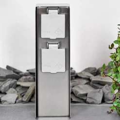 Abilene Prises électriques d'extérieur Acier inoxydable, Gris