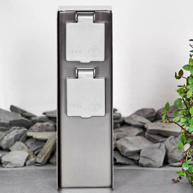 Abilene Prises électriques d'extérieur Acier inoxydable, Gris