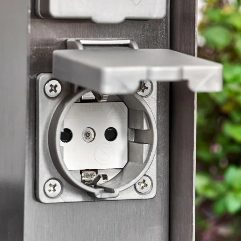 Abilene Prises électriques d'extérieur Acier inoxydable, Gris