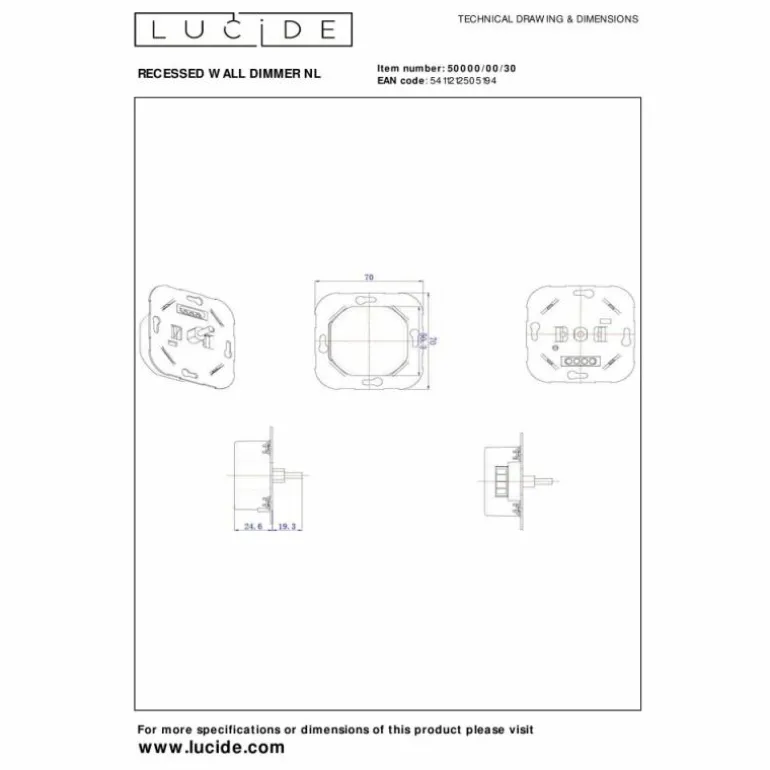 Accessoire Lucide Wanddimmer Noir