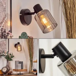 Aggebo Applique murale, Spot mural Noir, 1 lumière