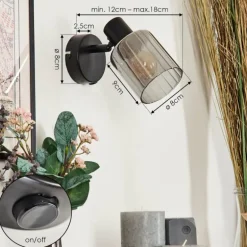 Aggebo Applique murale, Spot mural Noir, 1 lumière