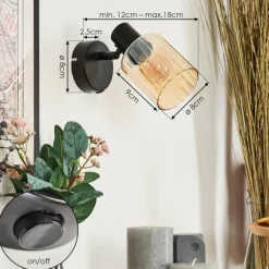 Aggebo Applique murale, Spot mural Noir, 1 lumière