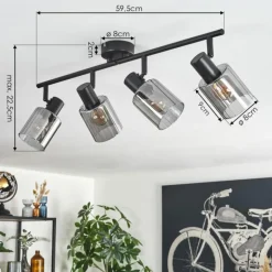 Aggebo Plafonnier Noir, 4 lumières