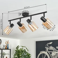 Aggebo Plafonnier Noir, 4 lumières