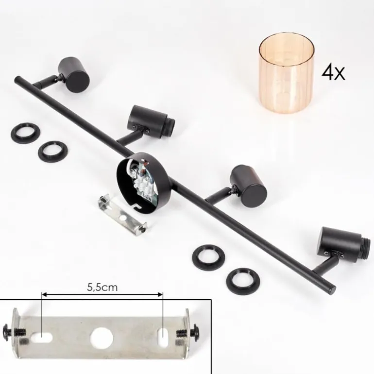 Aggebo Plafonnier Noir, 4 lumières