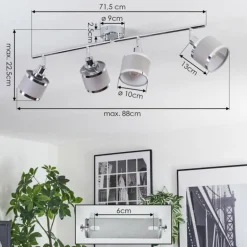 Ailer Plafonnier, Spot de plafond Chrome, 4 lumières