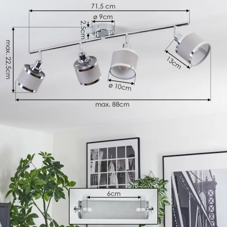 Ailer Plafonnier, Spot de plafond Chrome, 4 lumières