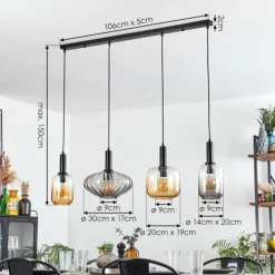 Alcofra Suspension Noir, 4 lumières