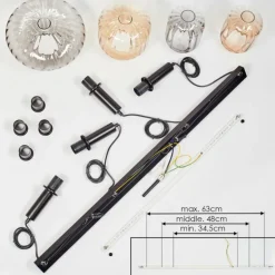 Alcofra Suspension Noir, 4 lumières