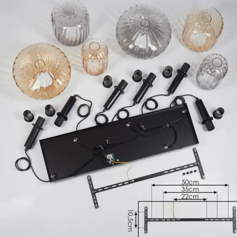 Alcofra Suspension Noir, 6 lumières