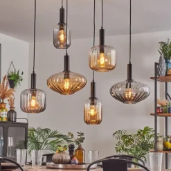 Alcofra Suspension Noir, 6 lumières