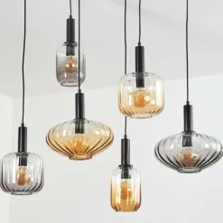 Alcofra Suspension Noir, 6 lumières