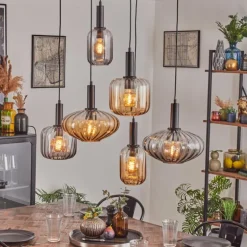 Alcofra Suspension Noir, 6 lumières