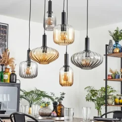 Alcofra Suspension Noir, 6 lumières