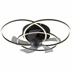 Alia Ventilateur de plafond lumineux Luminaires Globo Lighting LED Noir, 1 lumière, Télécommandes