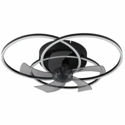 Alia Ventilateur de plafond lumineux Luminaires Globo Lighting LED Noir, 1 lumière, Télécommandes