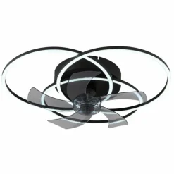 Alia Ventilateur de plafond lumineux Luminaires Globo Lighting LED Noir, 1 lumière, Télécommandes