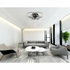 Alia Ventilateur de plafond lumineux Luminaires Globo Lighting LED Noir, 1 lumière, Télécommandes