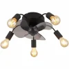 Alisha Ventilateur de plafond lumineux Luminaires Globo Lighting Noir, 5 lumières, Télécommandes