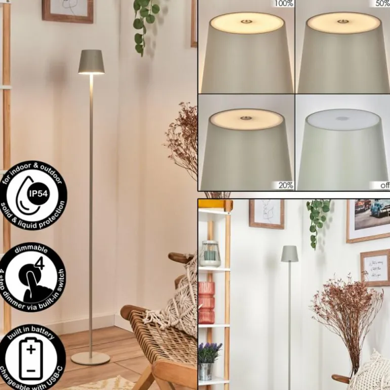 Allen Lampadaire LED Gris, 1 lumière