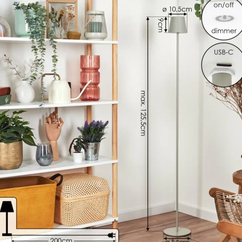 Allen Lampadaire LED Gris, 1 lumière