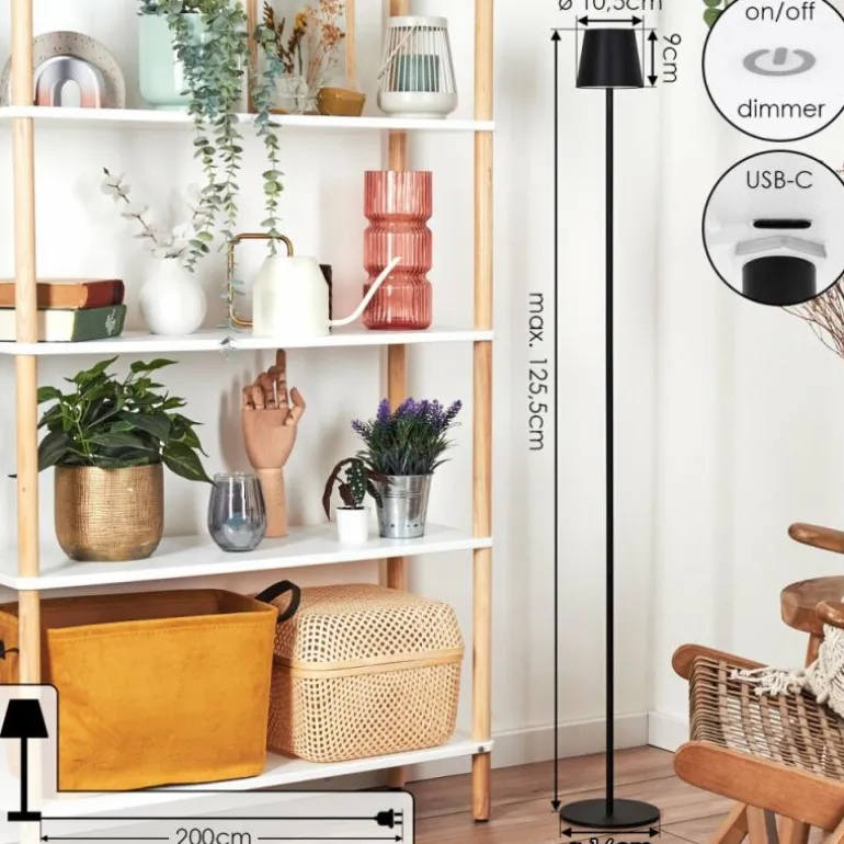 Allen Lampadaire LED Noir, 1 lumière