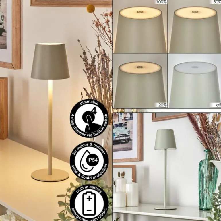 Allen Lampe de table d'extérieur, Lampe à poser LED Gris, Vert, 1 lumière