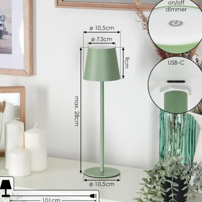 Allen Lampe de table d'extérieur, Lampe à poser LED Vert, 1 lumière